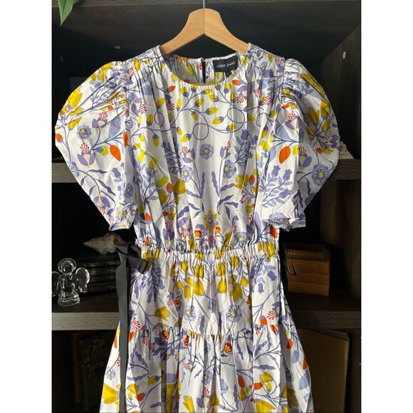 NWT Jessie Zhao New York Purple Floral Cotton Midi Dress Size 4 $269 MSRP - Picture 7 of 12